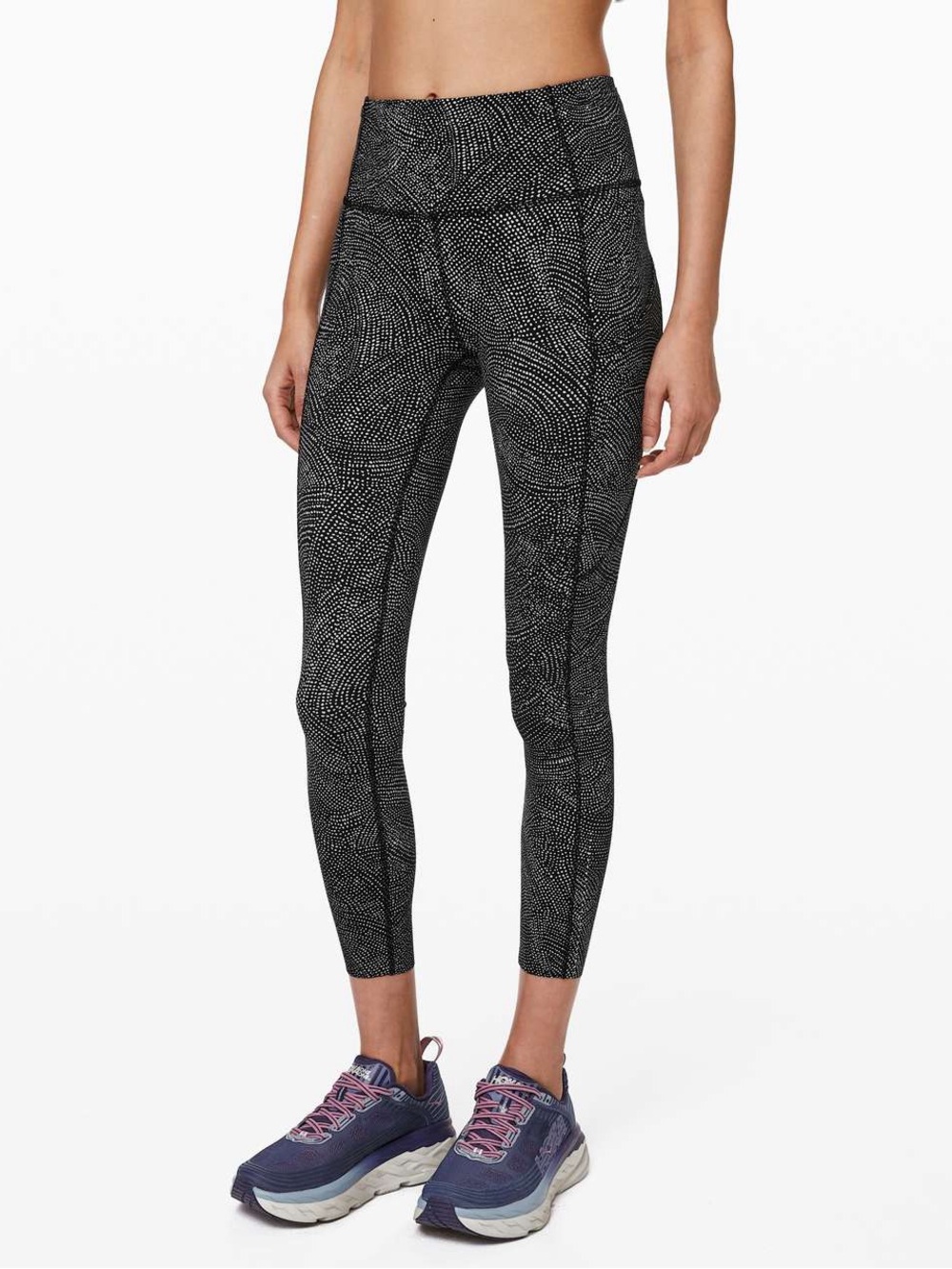 Lululemon Fast and Free Tight II 25" - Nulux Free Spirit Ice Grey Black Legging